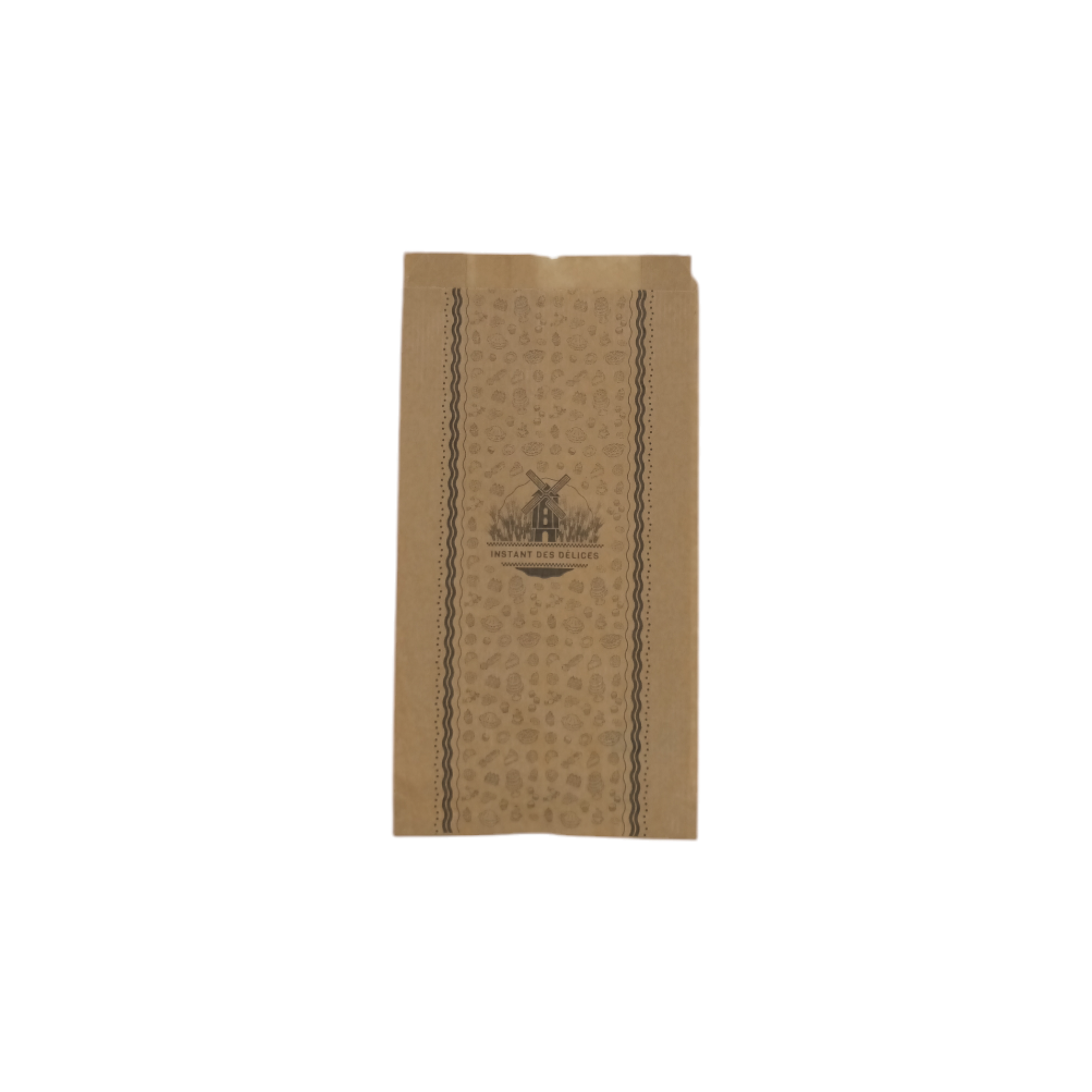 Sac viennoiseries en papier kraft imprimé 14+6x27 cm